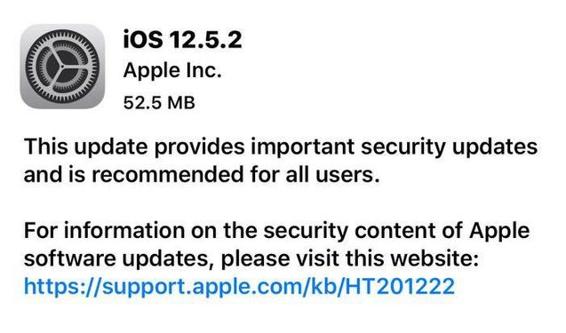 镇坪苹果手机维修分享iOS12.5.2发布，建议所有老苹果用户安装 